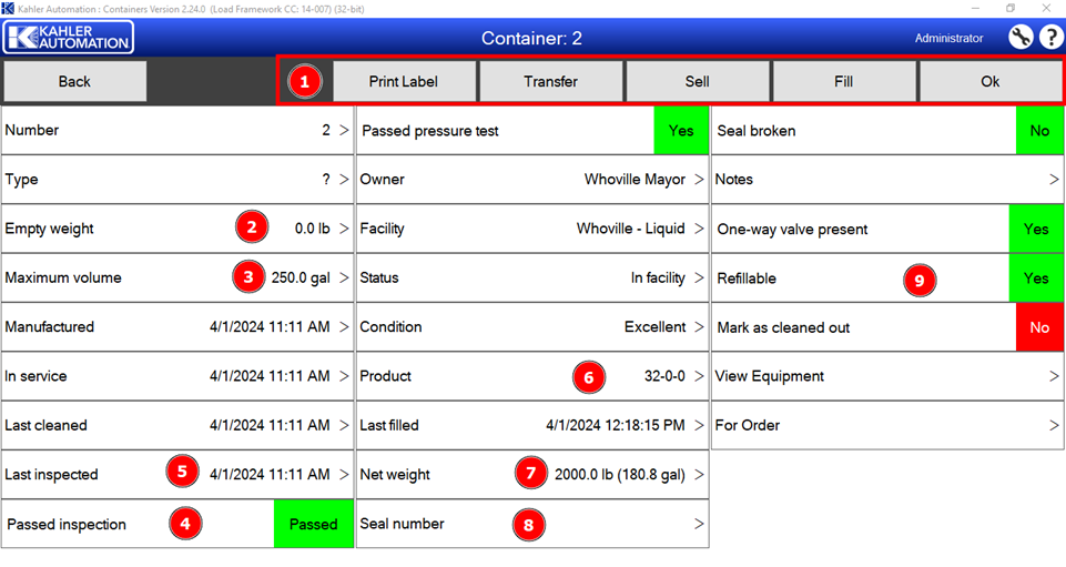Checking a Container Status in Container Filling 2