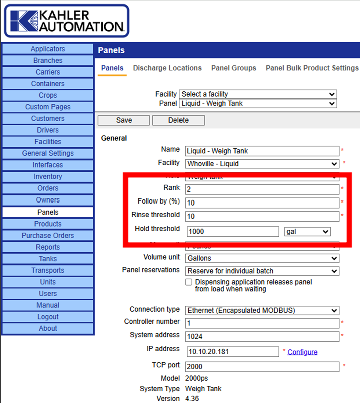 Panel Operation Settings
